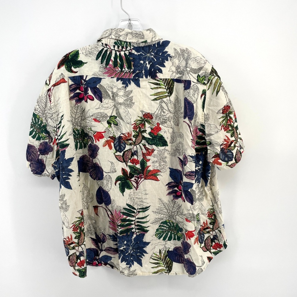 COOFANDY Tropical Floral Button Down Shirt Mens 3XL Linen Blend Short Sleeve - Picture 4 of 8